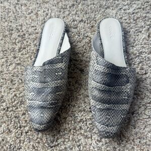 Vince Black and Gray Snakeskin Mules Sz 7